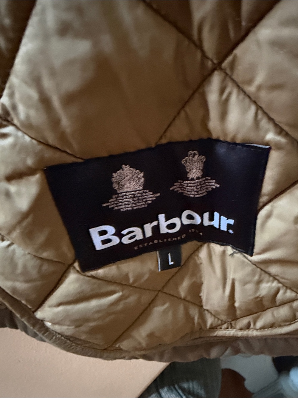 Barbour Olive Quilted Shirt Jacket with Corduroy Collar - Picture 3 of 9